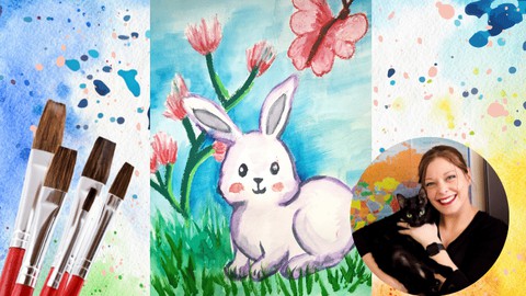 [Free] How To Paint A Cute Rabbit Using Watercolor For Beginner Art ...