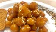 golden dessert balls.